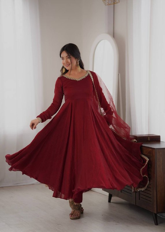 Festive Wear Mirror Work Anarkali Suit Set for Women | Wedding & Party Wear