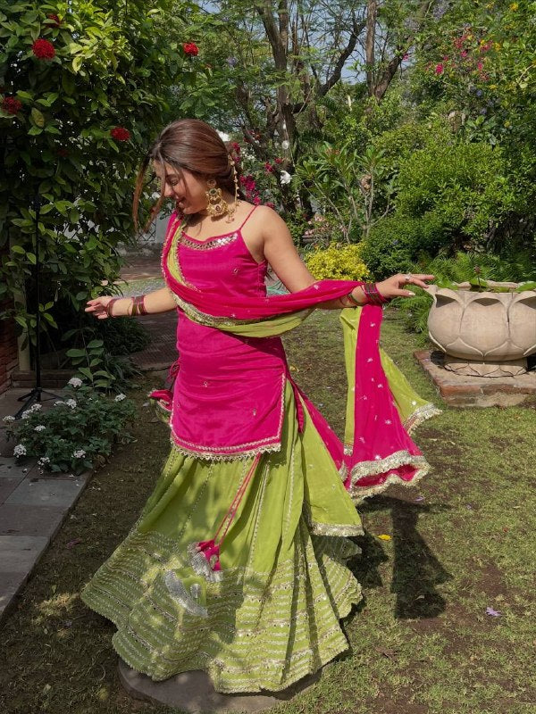 Festive Wear Mirror Work Kurta Lehenga Set for Women | Wedding, Mehndi & Festive Wear