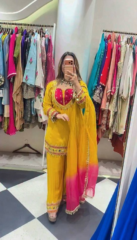 Mustard Yellow Festive Sharara Suit Set with Dupatta for Women