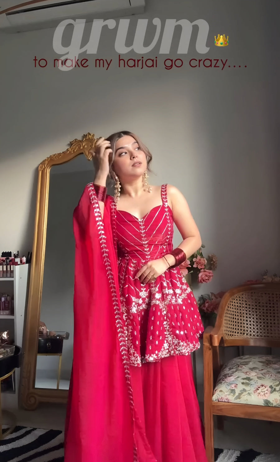 Rani Pink Sequins Zari Embroidered Sharara Suit Set with Dupatta for Women