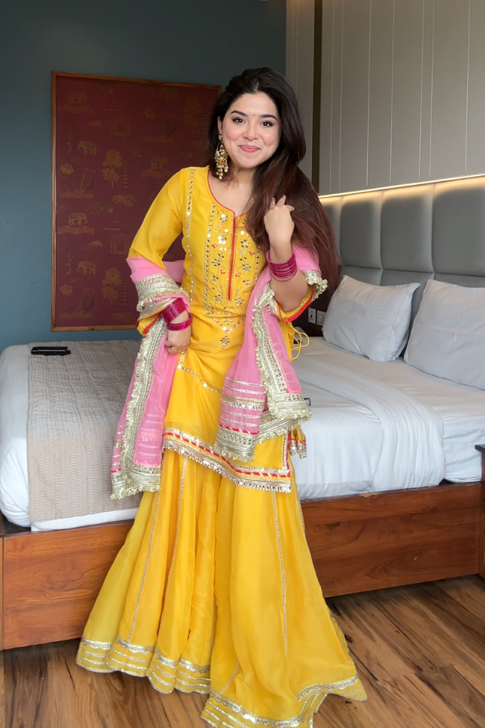 Naumya Neon Yellow Sharara Suit Set