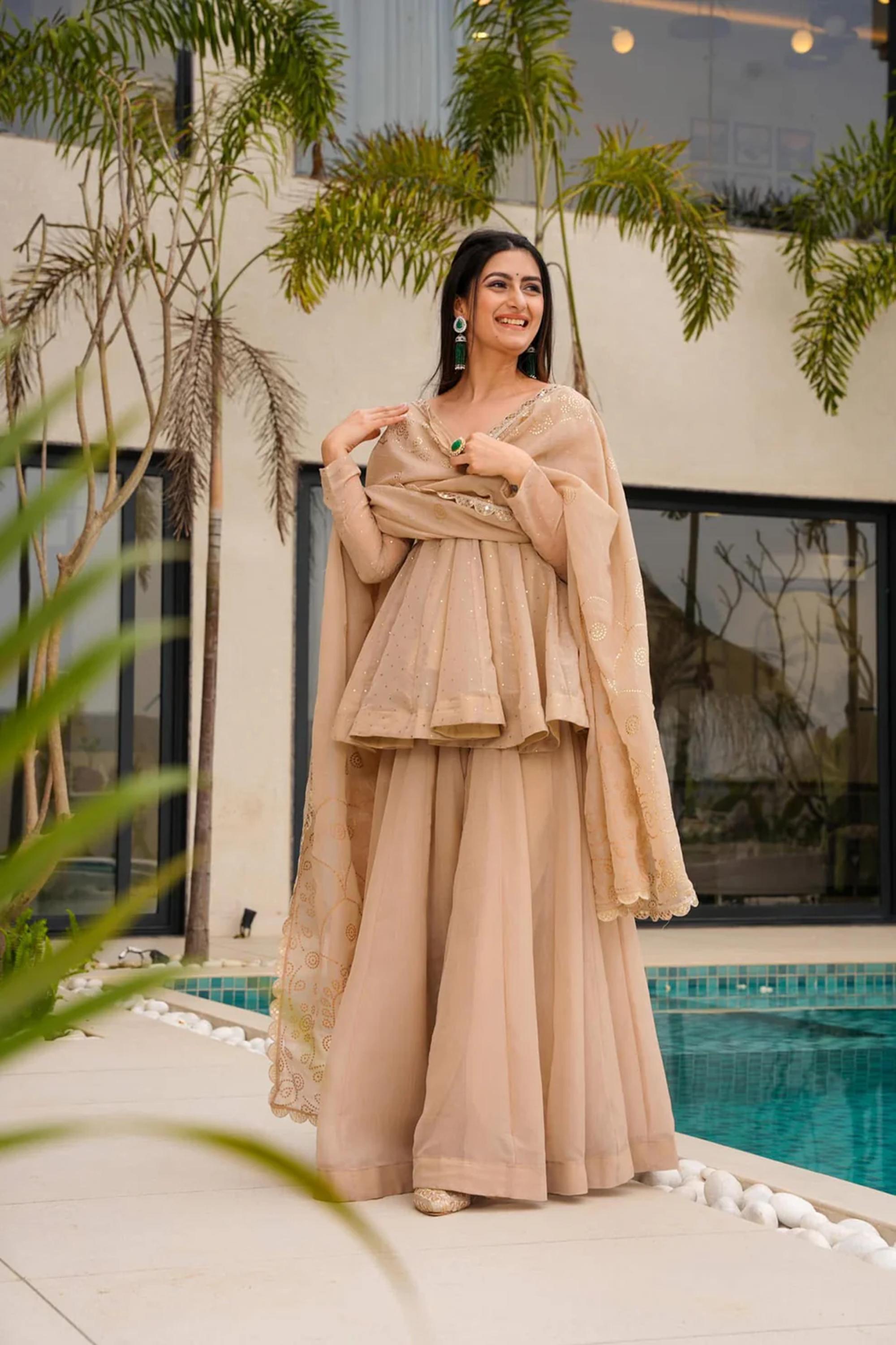 Wedding Wear Organza Palazzo Set with Dupatta for Women | festive palazzo set for women