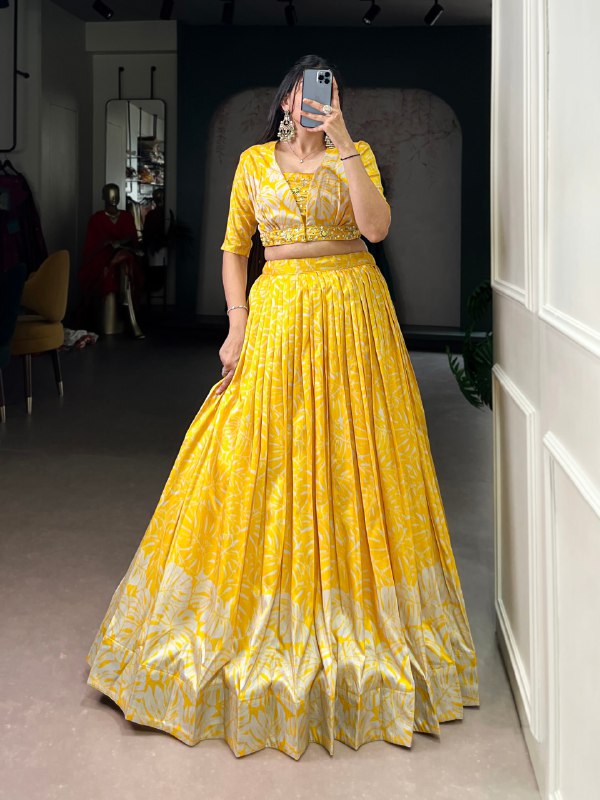 Tasar Silk Stitched Lehenga Choli with Handwork Koti Set for Festive & Wedding Wear