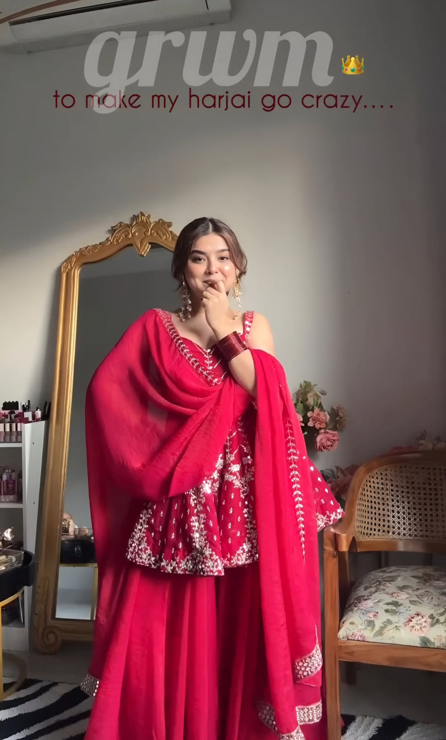 Rani Pink Sequins Zari Embroidered Sharara Suit Set with Dupatta for Women