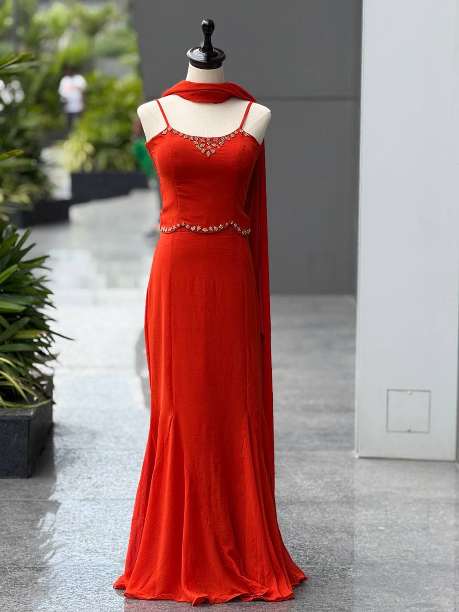 90's Style Fish-Cut Lehenga Choli with Blouse & Dupatta for Women