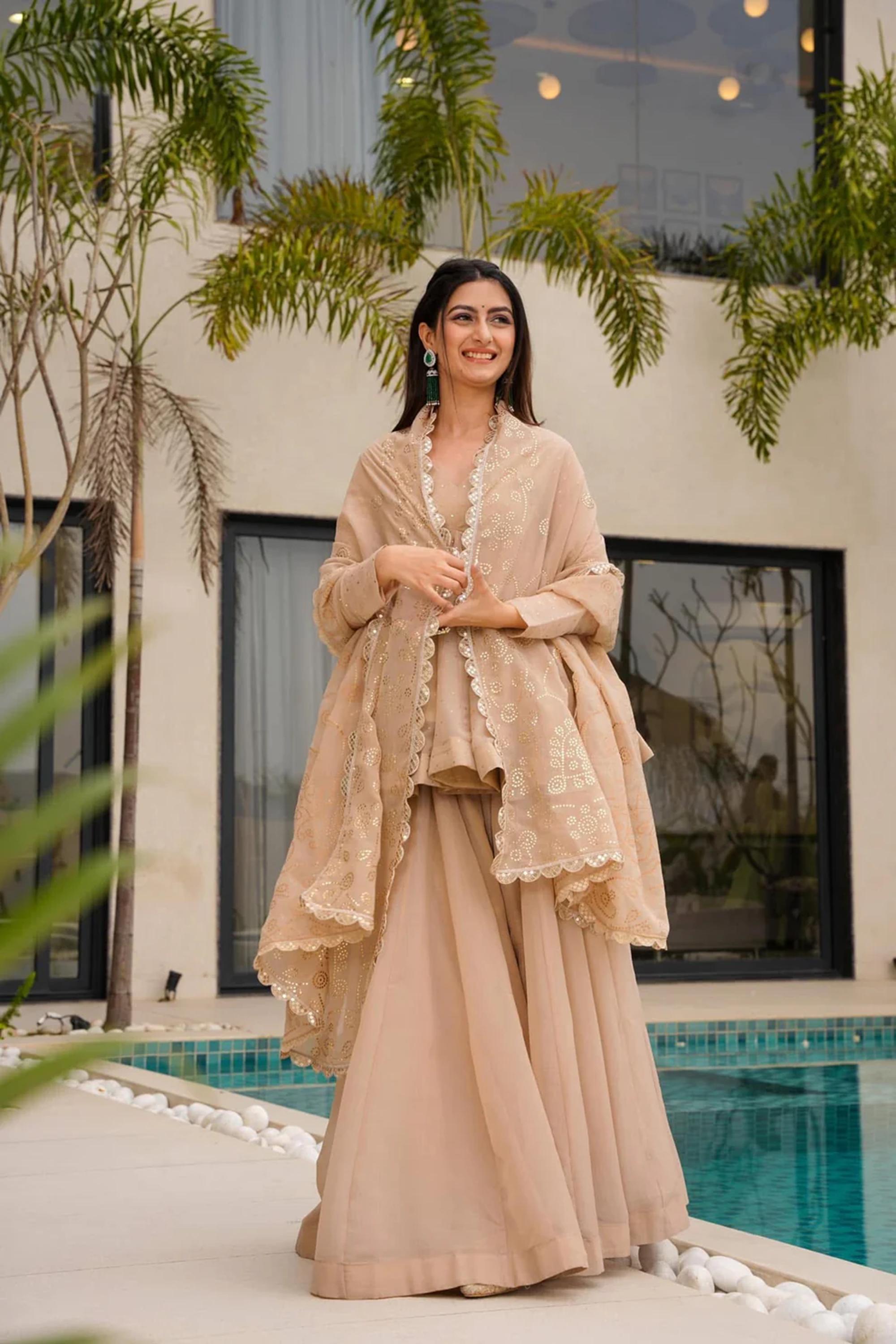 Wedding Wear Organza Palazzo Set with Dupatta for Women | festive palazzo set for women