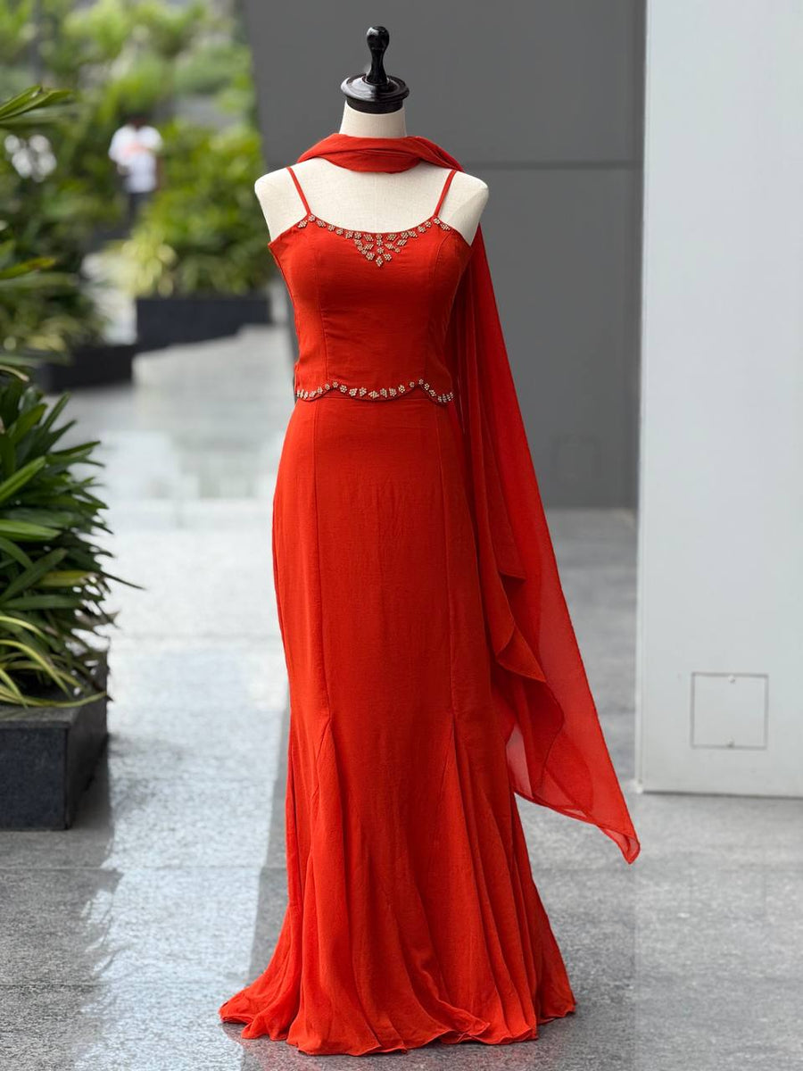 90's Style Fish-Cut Lehenga Choli with Blouse & Dupatta for Women