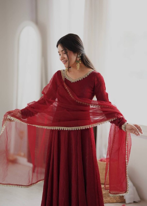 Festive Wear Mirror Work Anarkali Suit Set for Women | Wedding & Party Wear