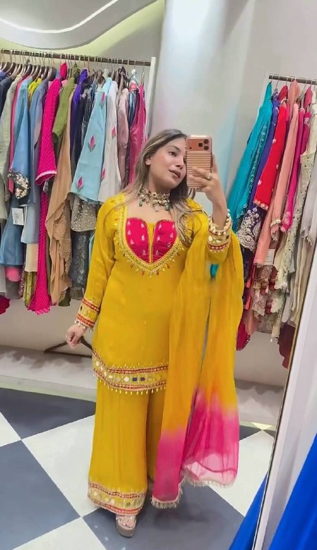 Mustard Yellow Festive Sharara Suit Set with Dupatta for Women