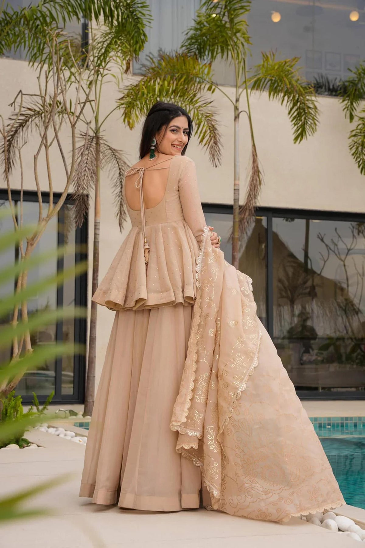 Wedding Wear Organza Palazzo Set with Dupatta for Women | festive palazzo set for women