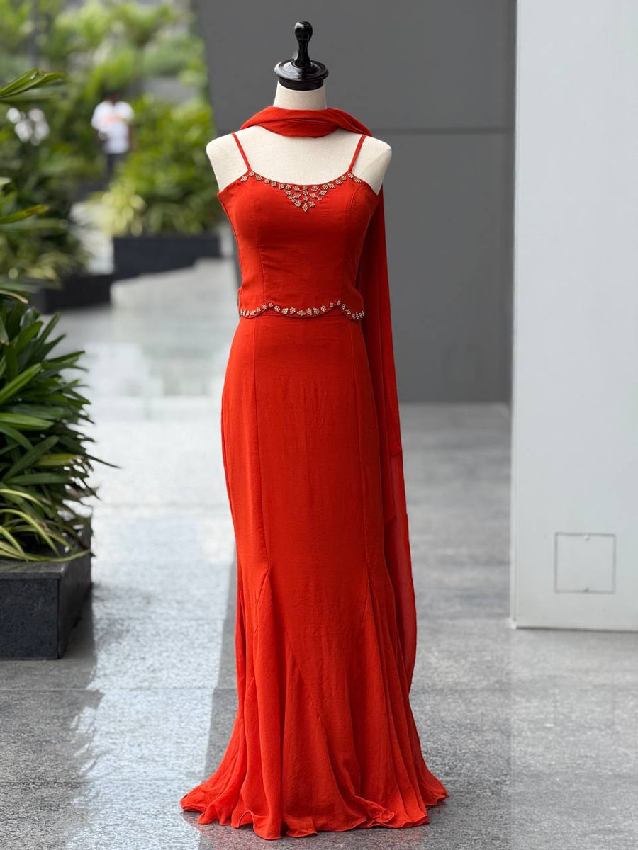 90's Style Fish-Cut Lehenga Choli with Blouse & Dupatta for Women