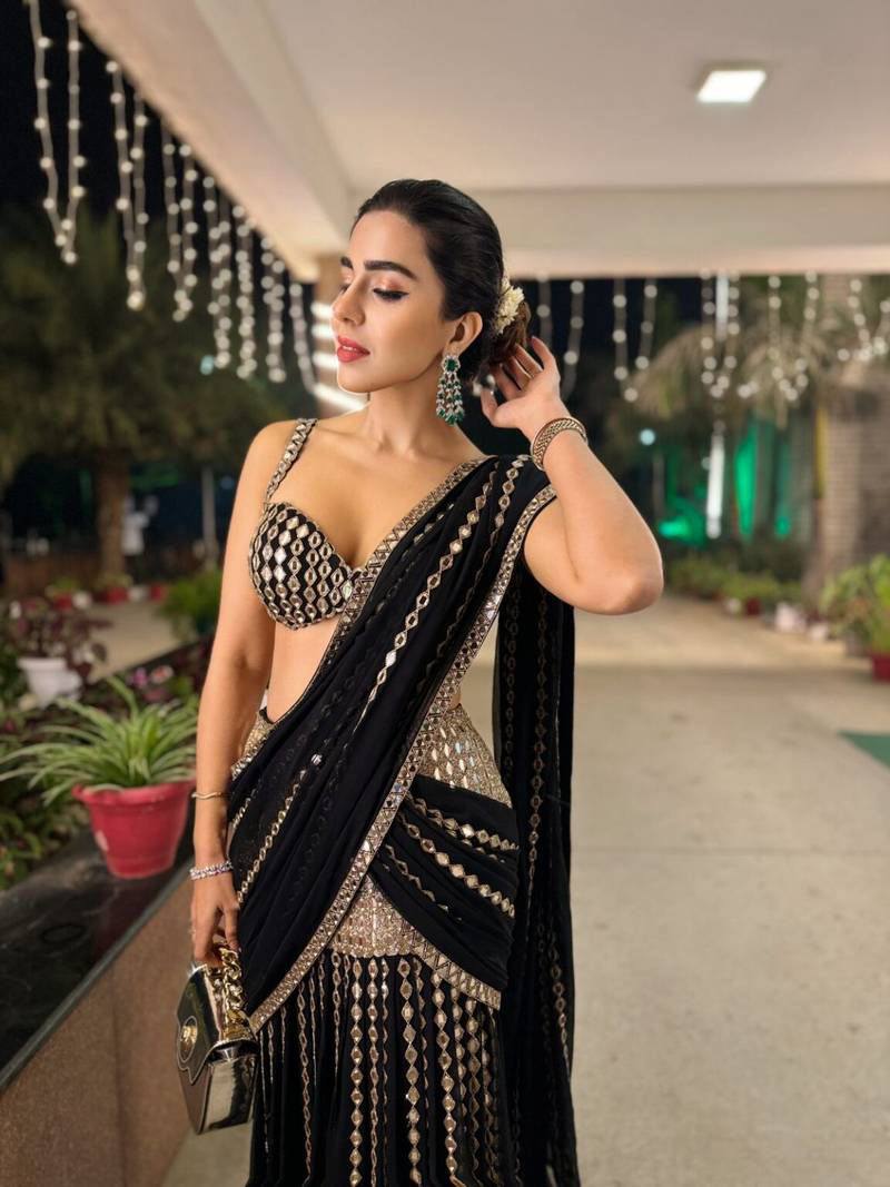 Festive Wear Mirror Work Ready-to-Wear Lehenga Saree for Women | Ready To Wear Saree For Wedding
