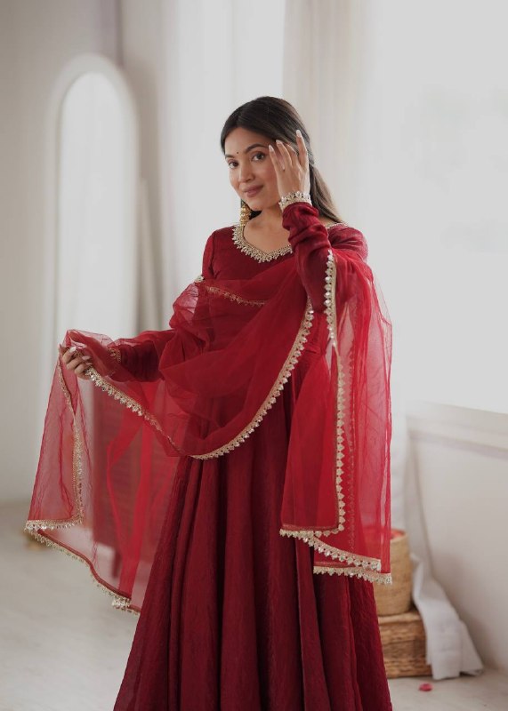 Festive Wear Mirror Work Anarkali Suit Set for Women | Wedding & Party Wear