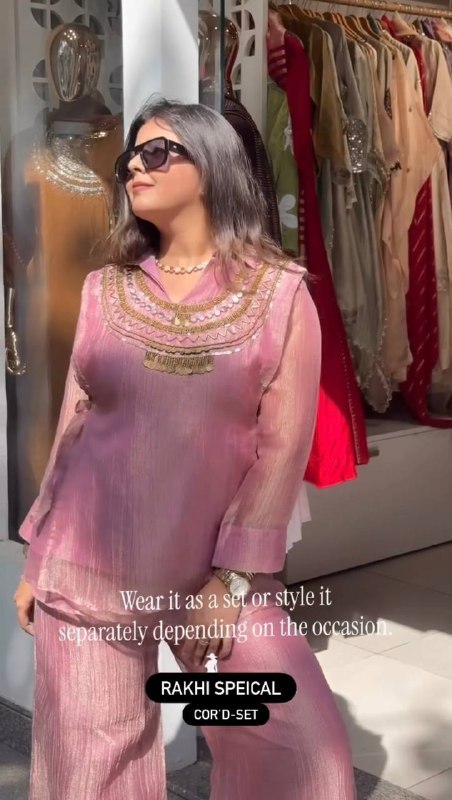 Rakhi Special Salsa Crushed 3-Piece Co-ord Set for Women | Prefect for Festive & Party Wear