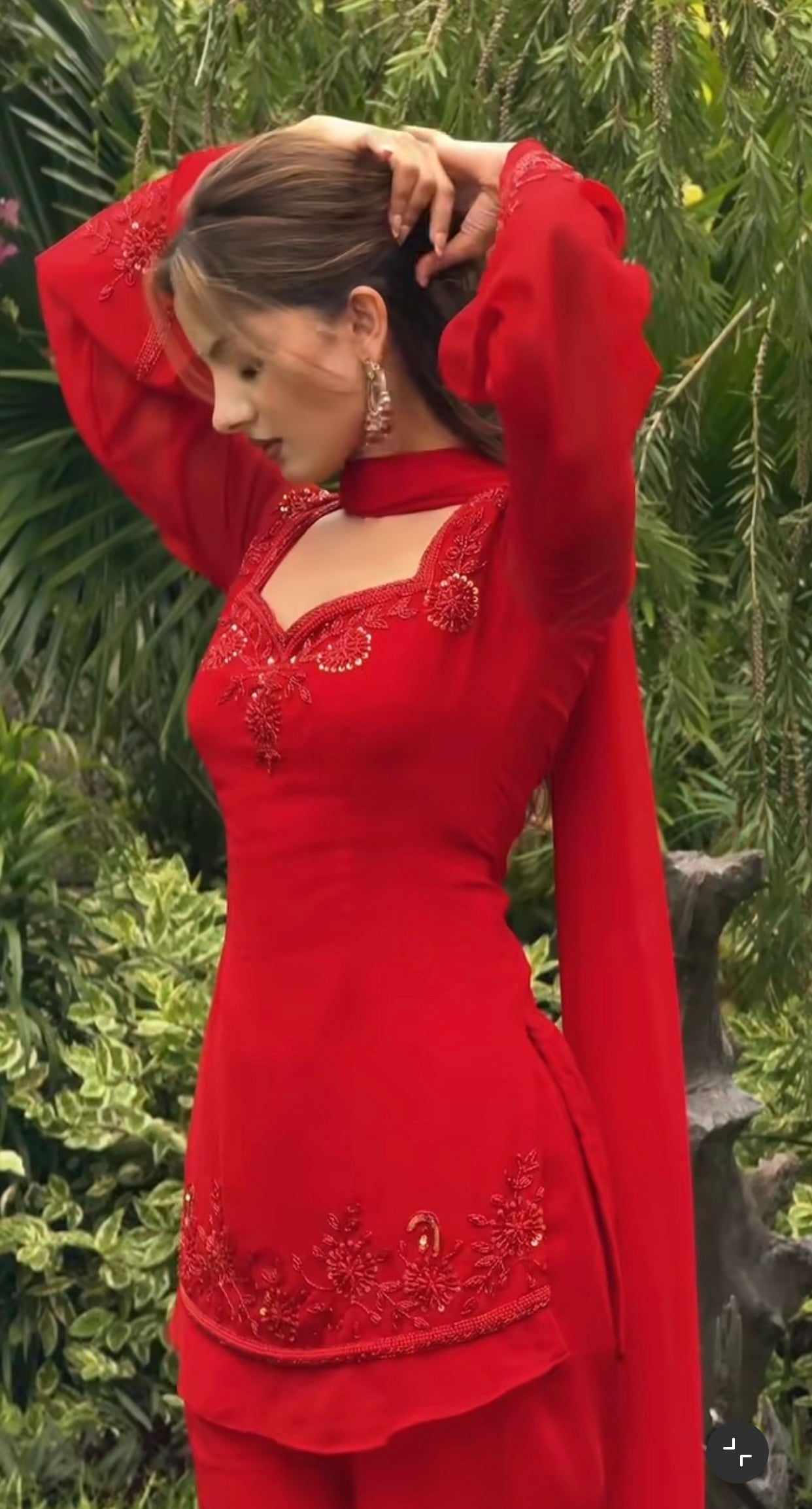 Festive Red Embroidered Kurta Sharara Set with Dupatta for Women | Designer Ethnic Wear for Women