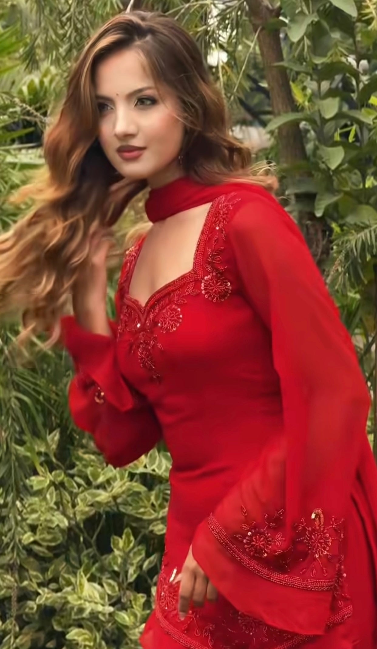 Festive Red Embroidered Kurta Sharara Set with Dupatta for Women | Designer Ethnic Wear for Women