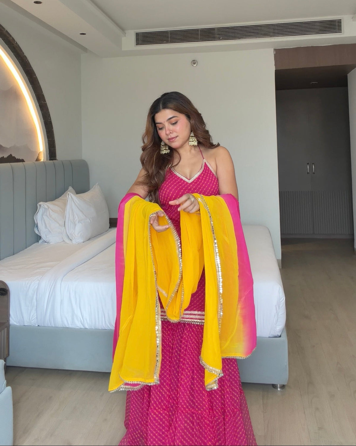 Festive Wear Pink Georgette Sharara Suit Set for Women | Wedding Pink Party Wear Sharara Suit