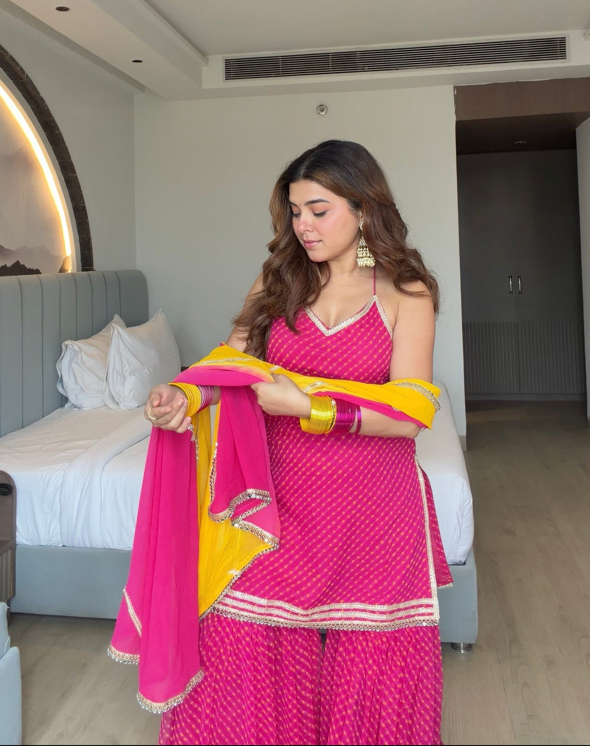 Festive Wear Pink Georgette Sharara Suit Set for Women | Wedding Pink Party Wear Sharara Suit