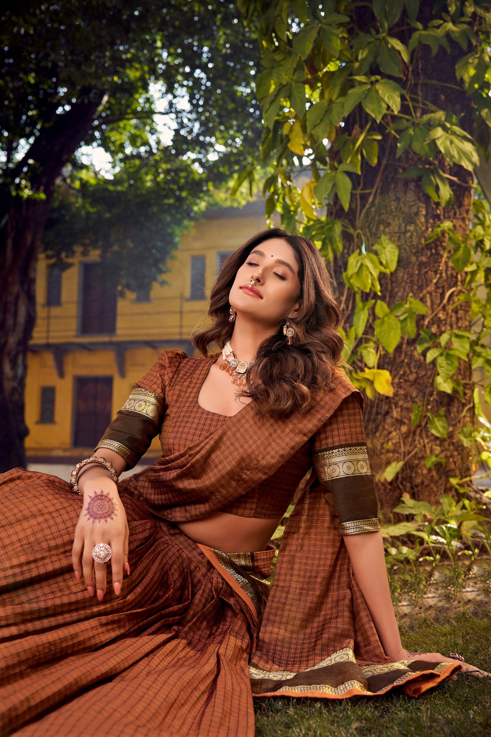 Chettinad Cotton Zari-Weaving Lehenga Choli Set