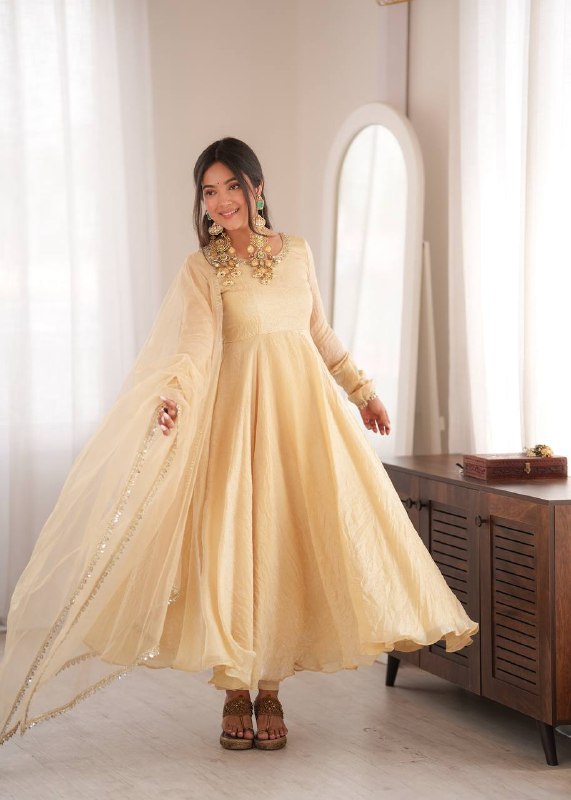 Festive Wear Mirror Work Anarkali Suit Set for Women | Wedding & Party Wear