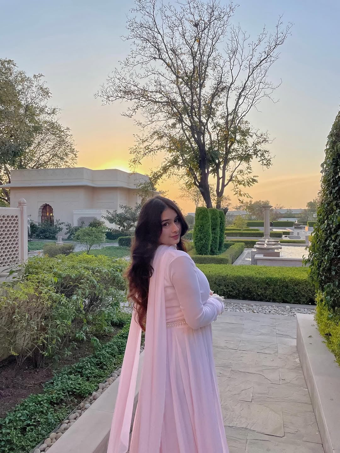 Party Wear Blush Pink Georgette Jacket Style Anarkali Gown Set with Dupatta For Women