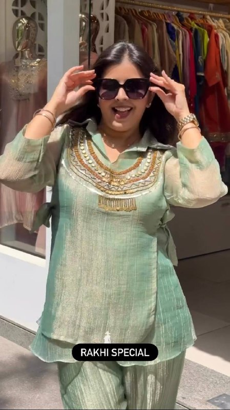 Rakhi Special Salsa Crushed 3-Piece Co-ord Set for Women | Prefect for Festive & Party Wear