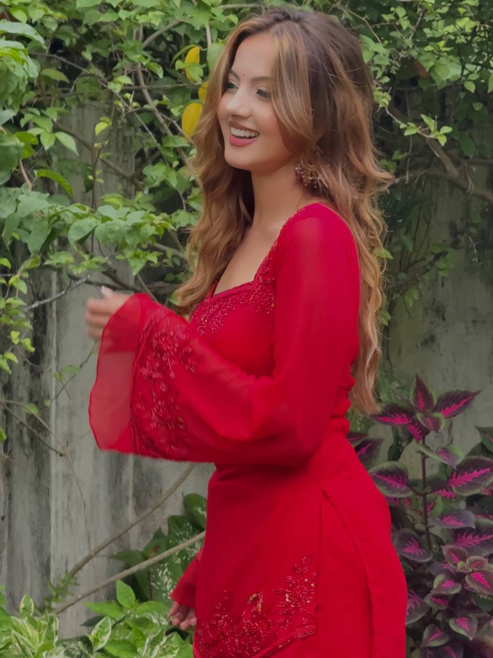 Festive Red Embroidered Kurta Sharara Set with Dupatta for Women | Designer Ethnic Wear for Women