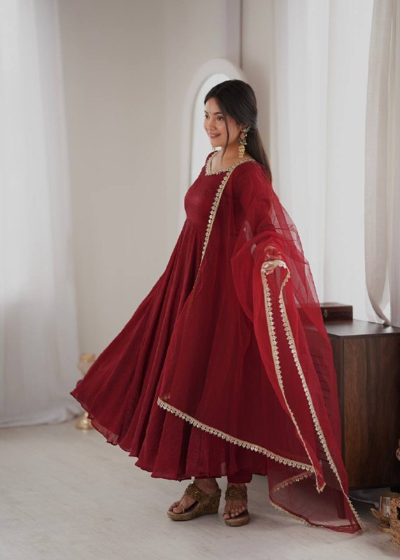 Festive Wear Mirror Work Anarkali Suit Set for Women | Wedding & Party Wear
