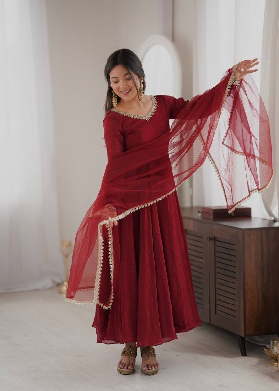 Festive Wear Mirror Work Anarkali Suit Set for Women | Wedding & Party Wear