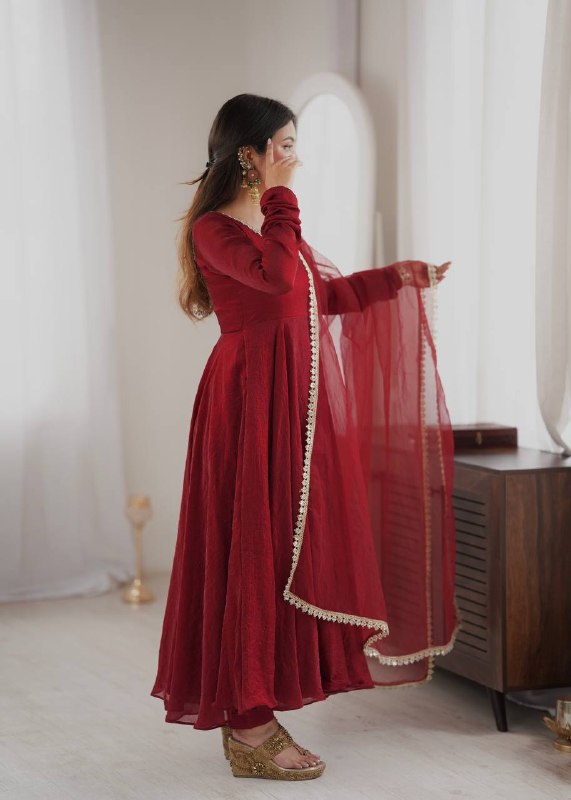 Festive Wear Mirror Work Anarkali Suit Set for Women | Wedding & Party Wear