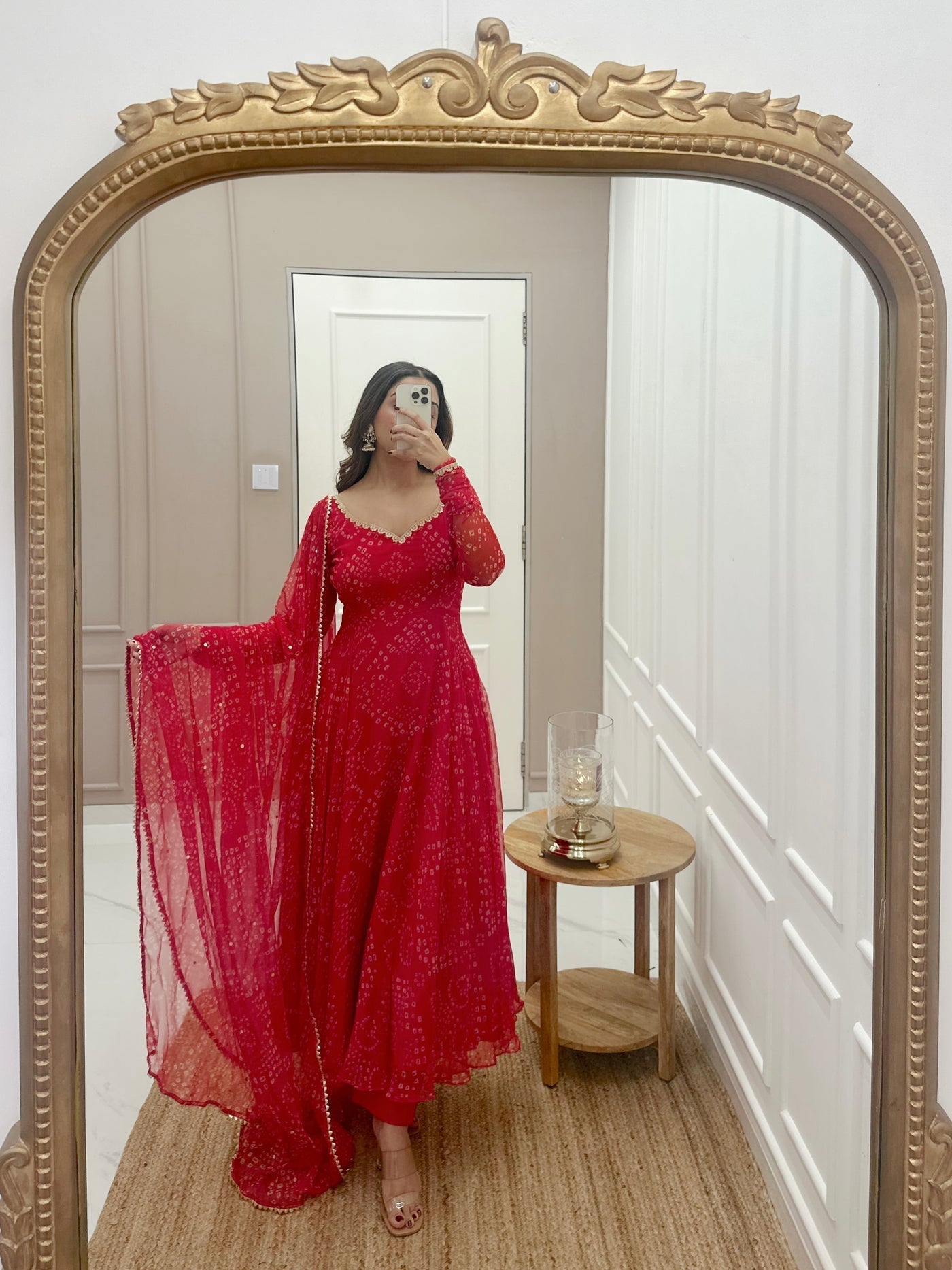 Rani Pink Bandhani Anarkali Suit Set with Dupatta | Wedding & Festive Wear