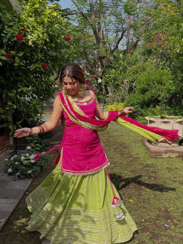 Festive Wear Mirror Work Kurta Lehenga Set for Women | Wedding, Mehndi & Festive Wear