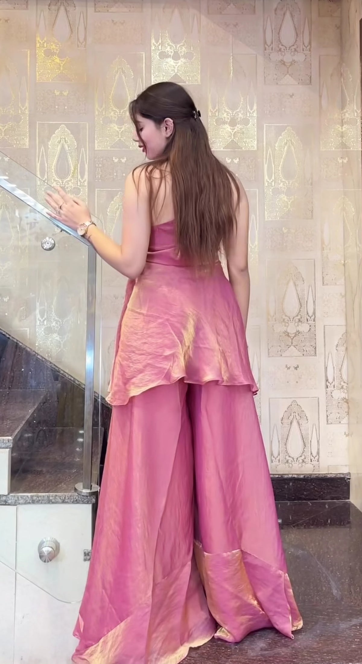 Party Wear Halter Neck Indo-Western Palazzo Set for Women