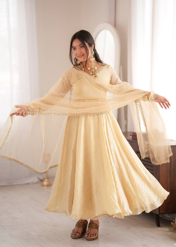 Festive Wear Mirror Work Anarkali Suit Set for Women | Wedding & Party Wear