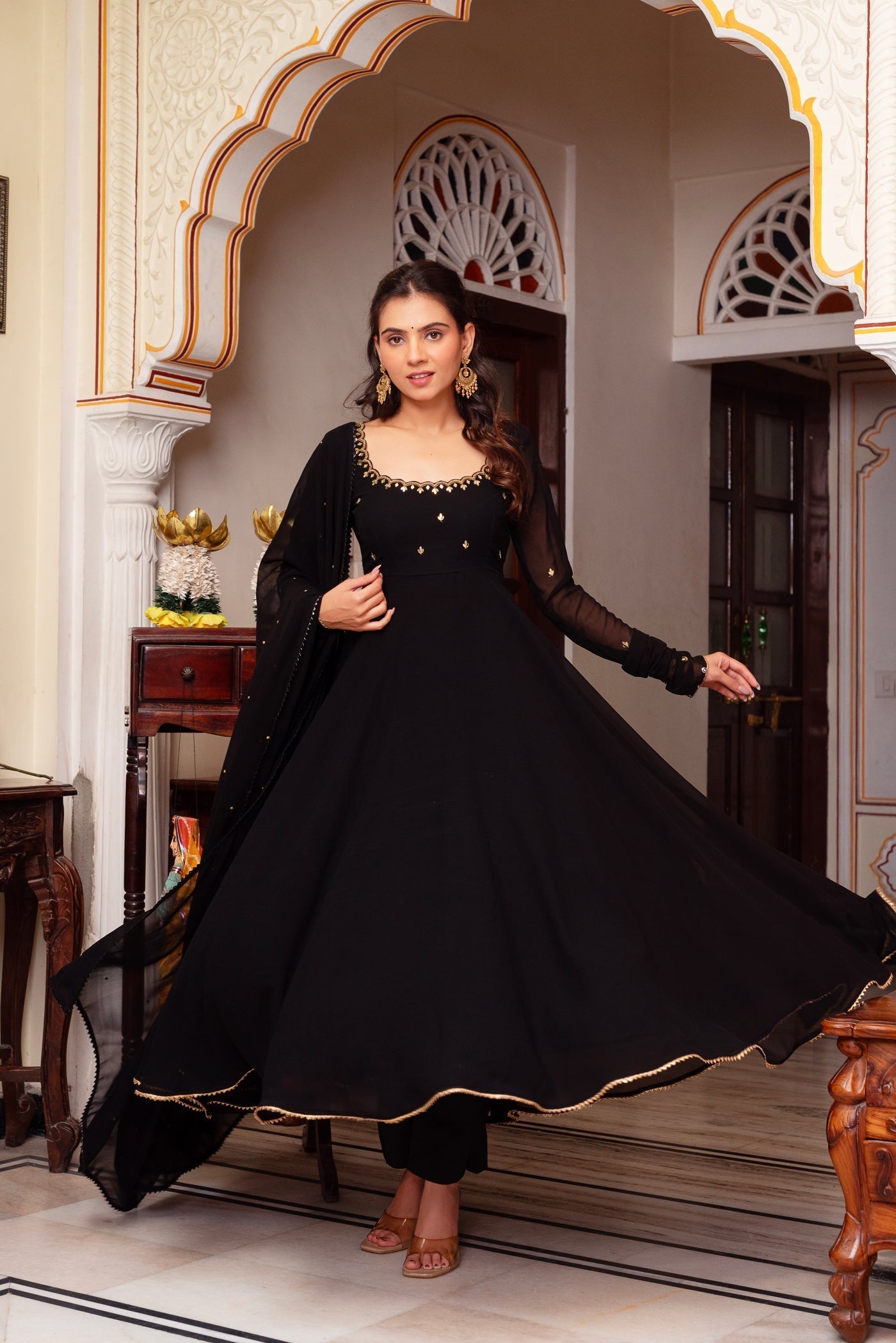 Festival Wear Black Anarkali Suit Set with Dupatta | Wedding & Reception Wear