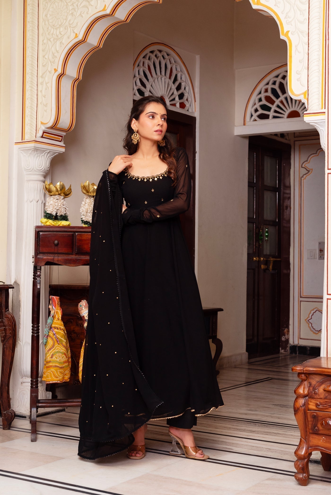 Festival Wear Black Anarkali Suit Set with Dupatta | Wedding & Reception Wear