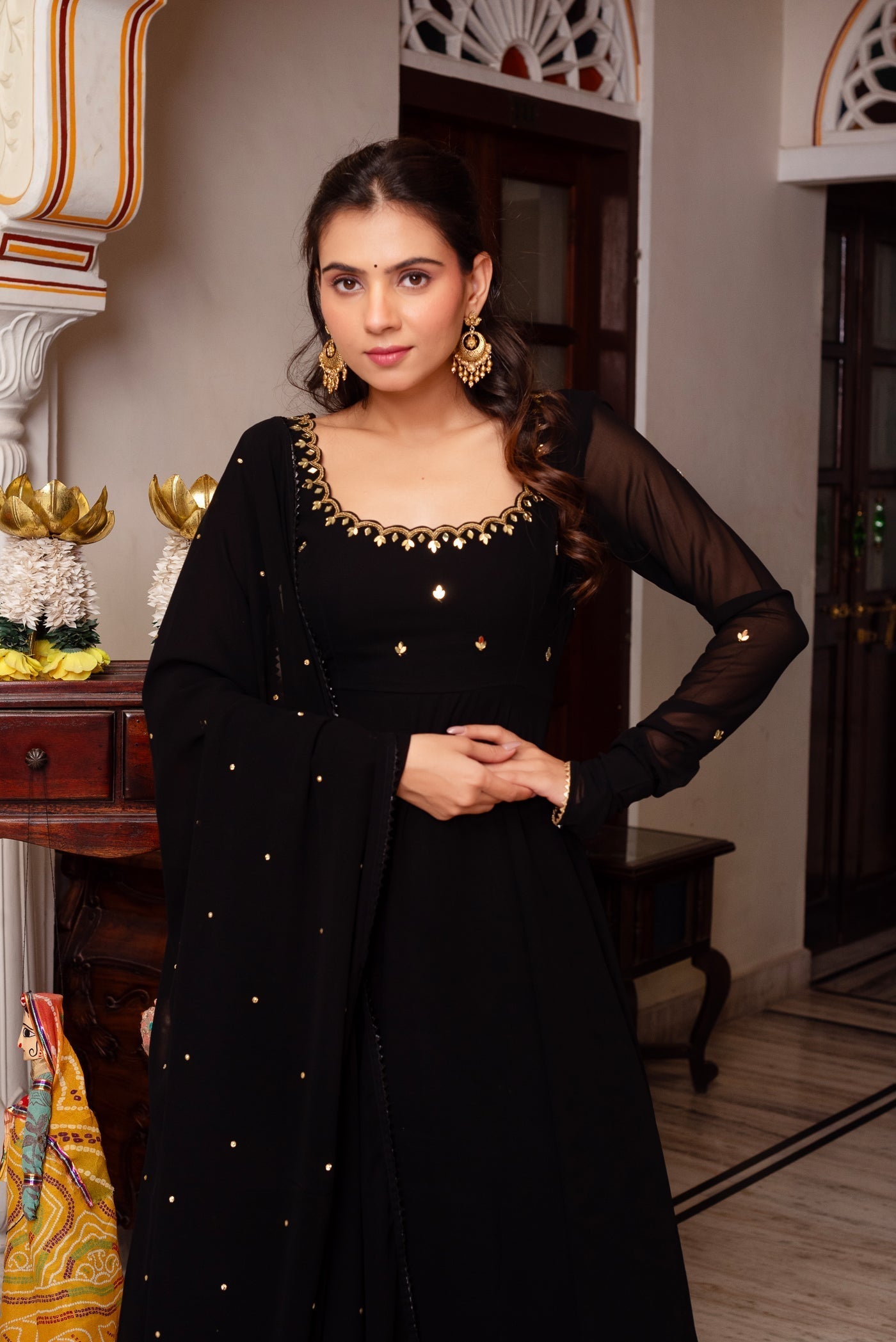 Festival Wear Black Anarkali Suit Set with Dupatta | Wedding & Reception Wear
