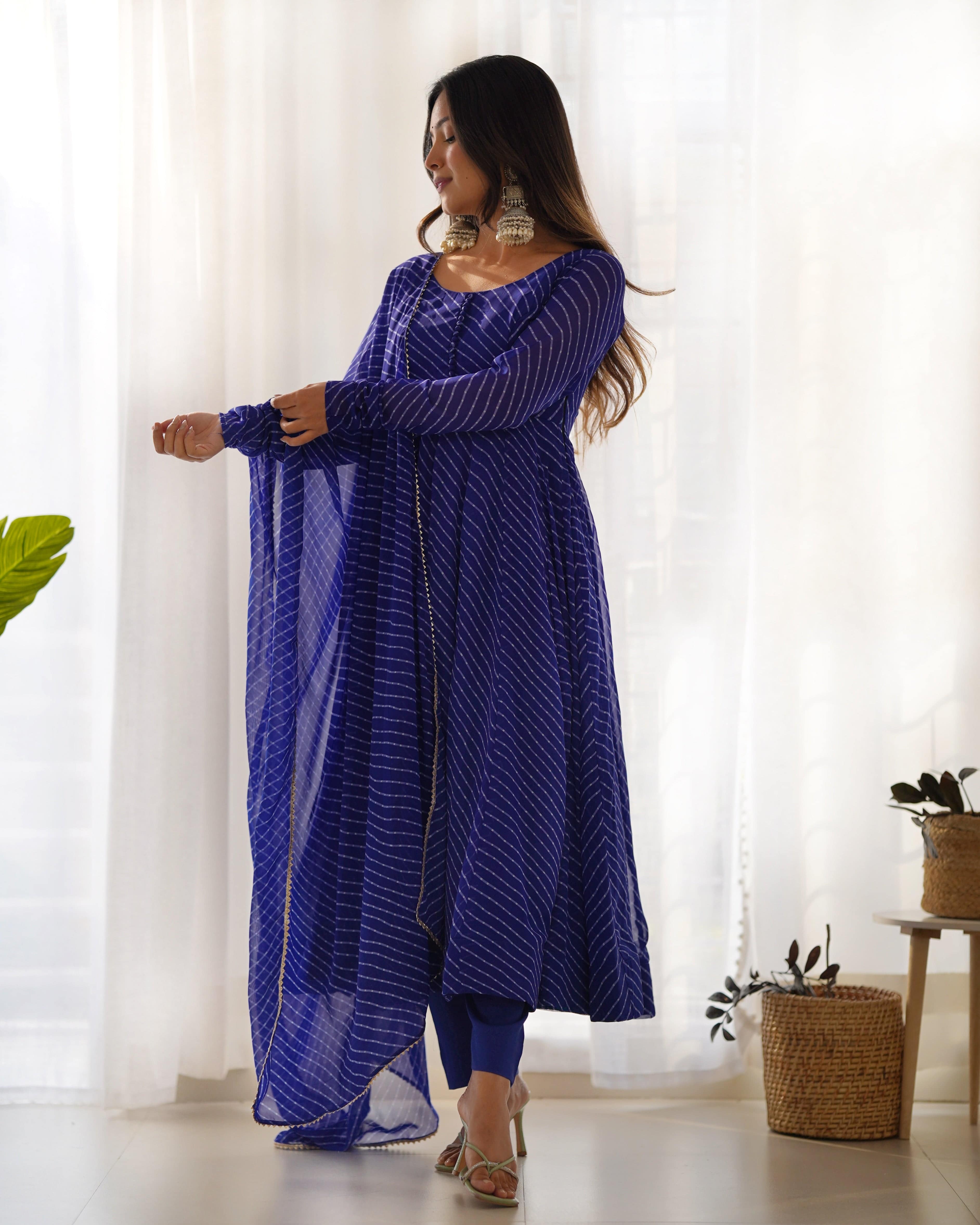 Splendid Faux Georgette Printed Fully Stitched Anarkali Pant Suit - Ethnicwish