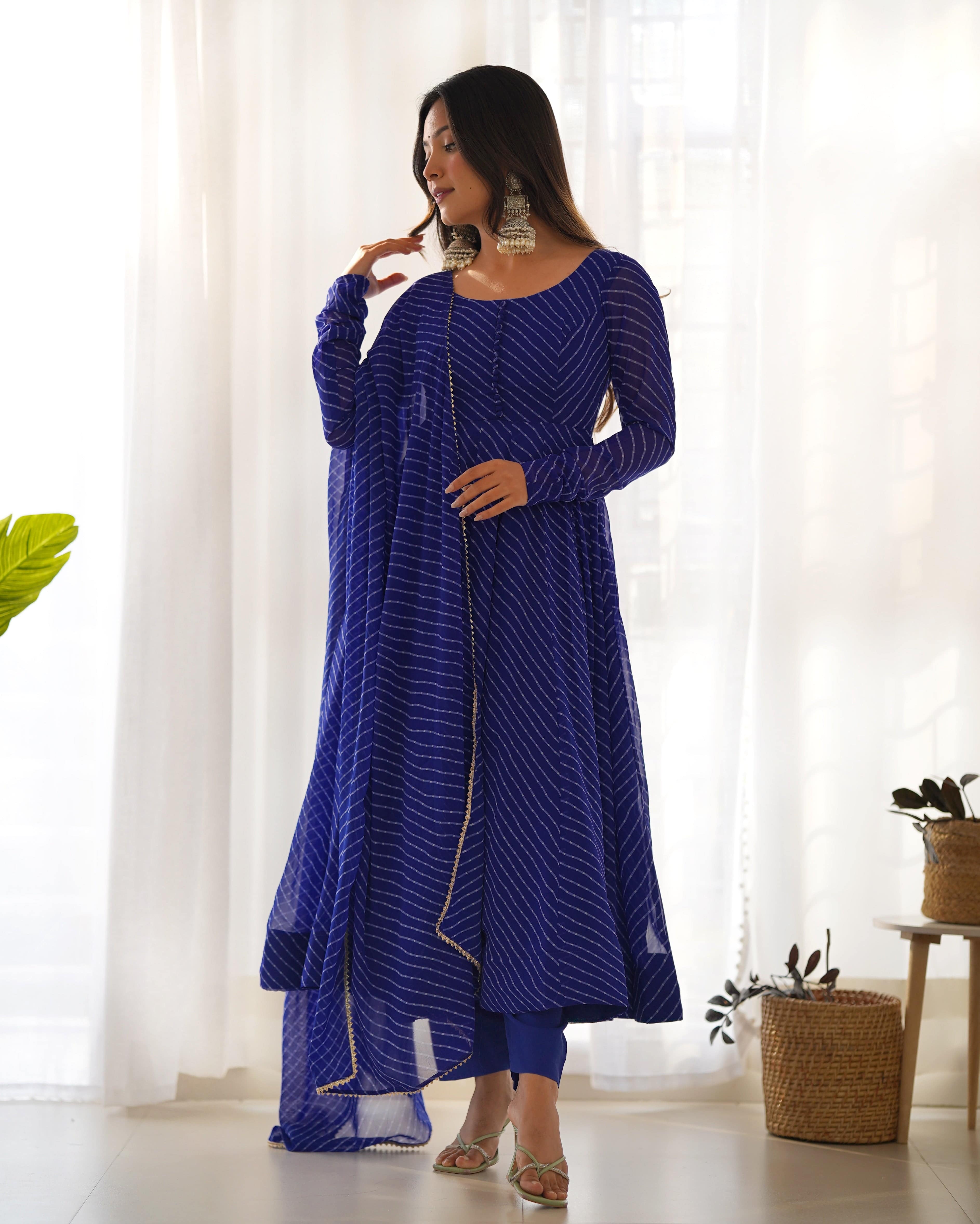 Splendid Faux Georgette Printed Fully Stitched Anarkali Pant Suit - Ethnicwish
