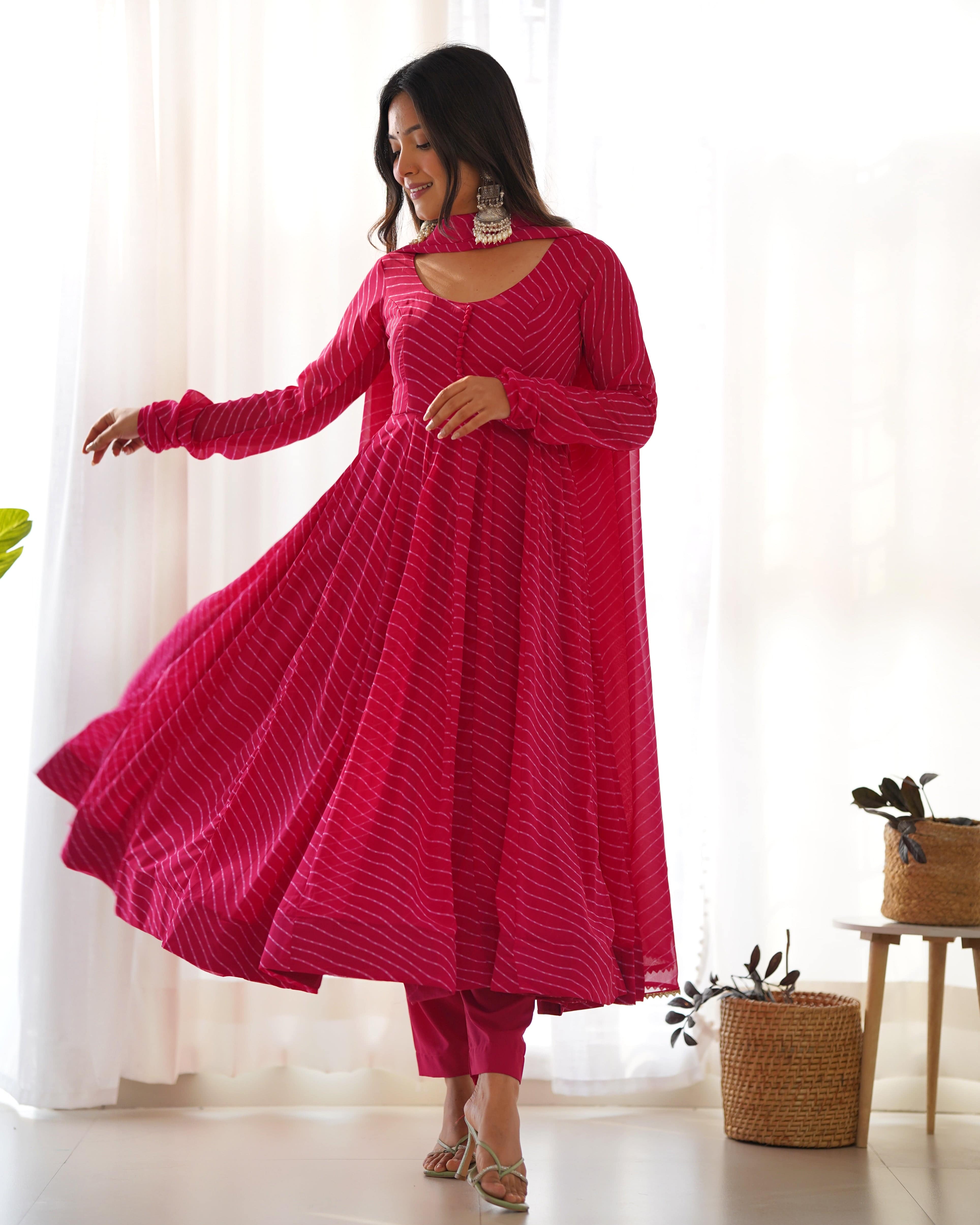 Splendid Faux Georgette Printed Fully Stitched Anarkali Pant Suit - Ethnicwish