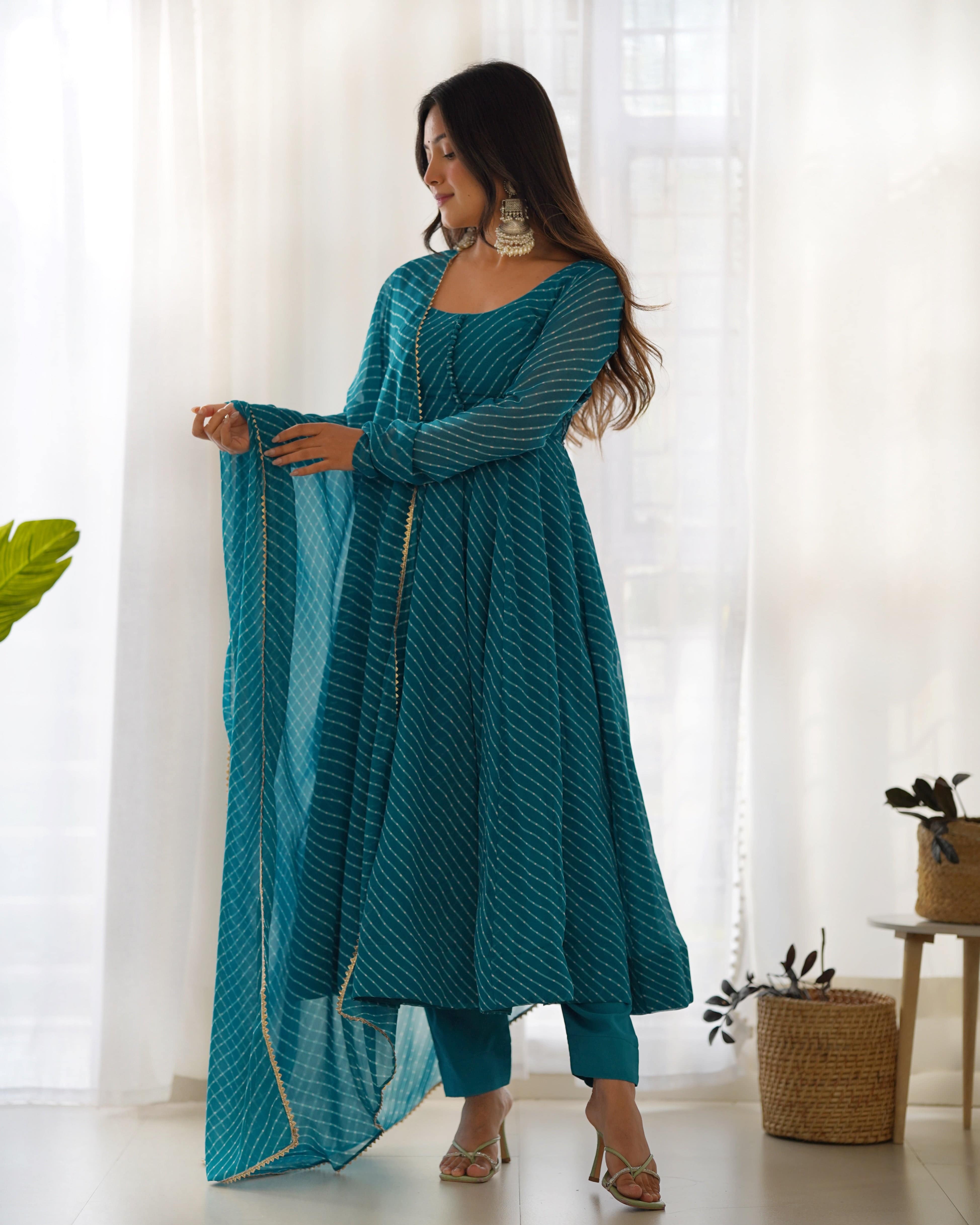 Splendid Faux Georgette Printed Fully Stitched Anarkali Pant Suit - Ethnicwish