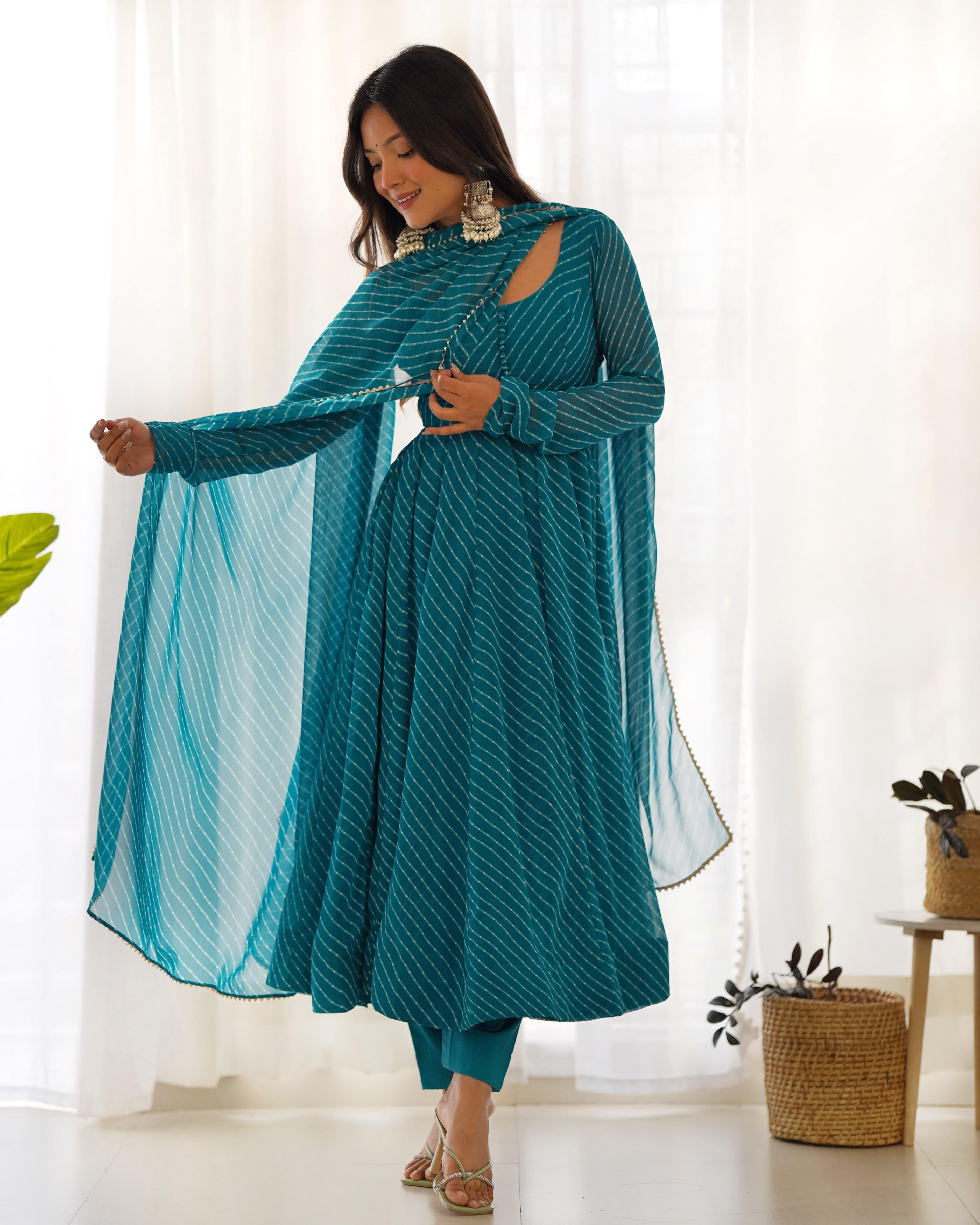 Splendid Faux Georgette Printed Fully Stitched Anarkali Pant Suit - Ethnicwish