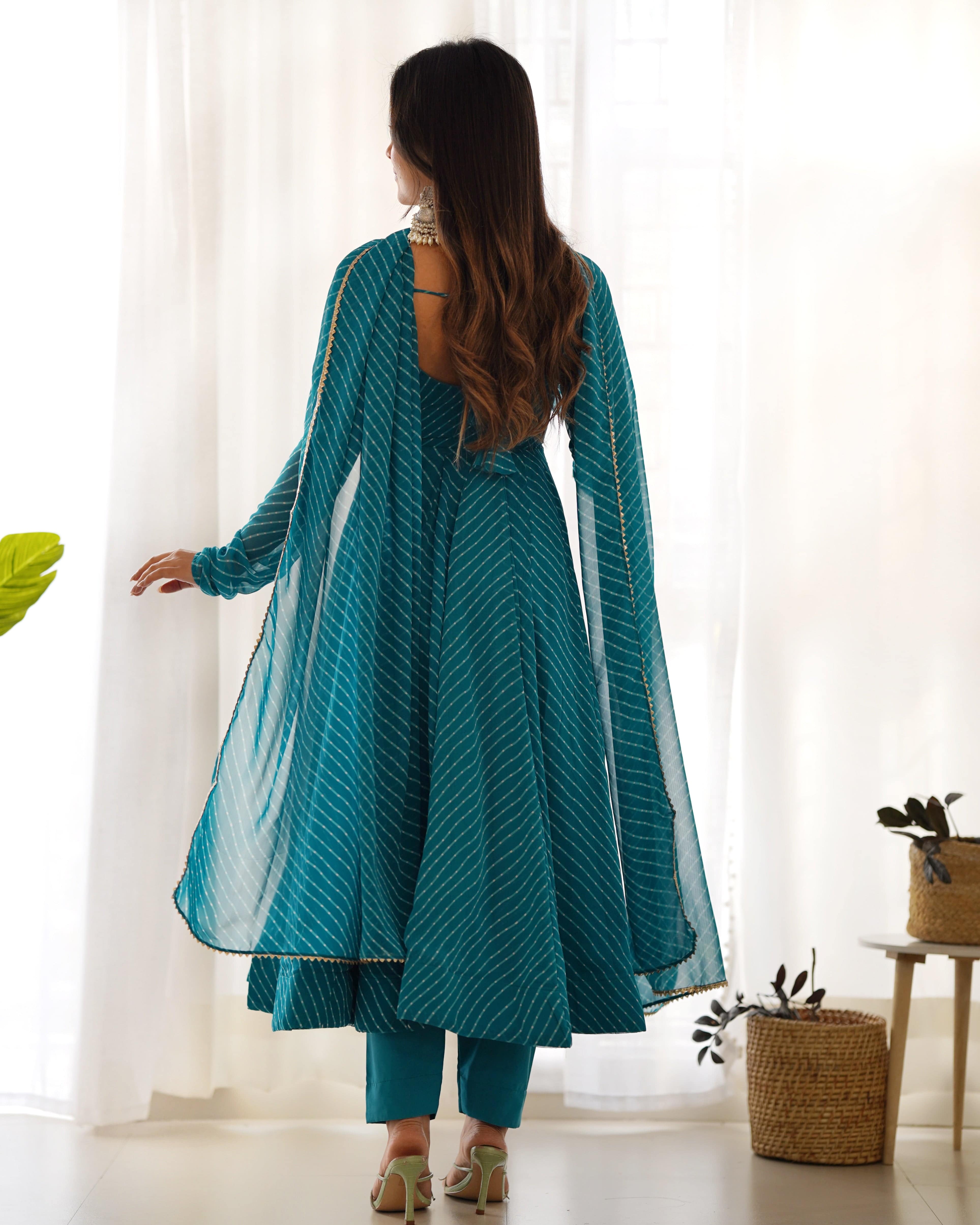 Splendid Faux Georgette Printed Fully Stitched Anarkali Pant Suit - Ethnicwish
