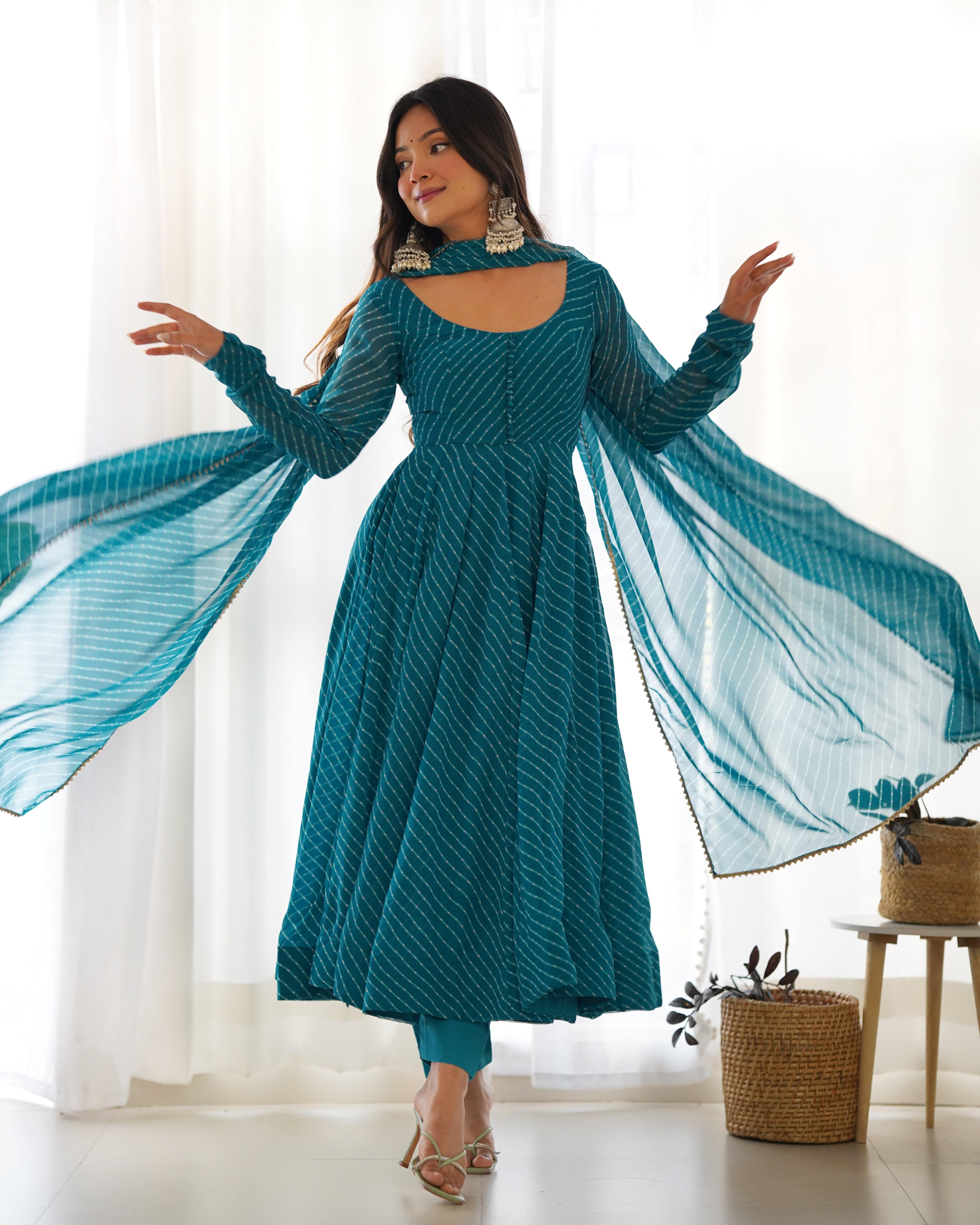 Splendid Faux Georgette Printed Fully Stitched Anarkali Pant Suit - Ethnicwish
