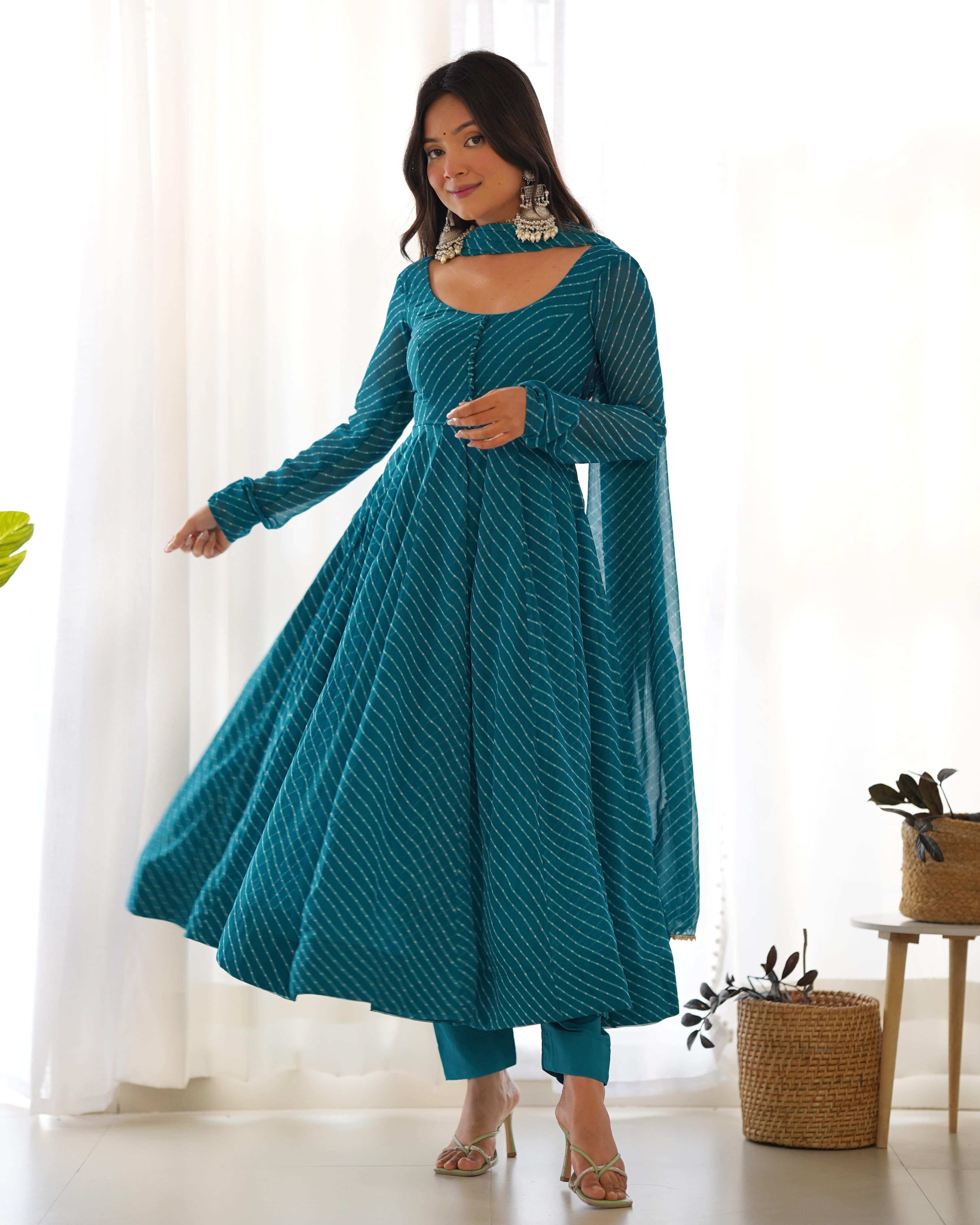 Splendid Faux Georgette Printed Fully Stitched Anarkali Pant Suit - Ethnicwish