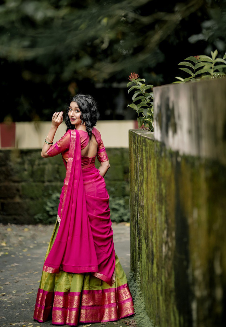 Stunning Pista Green Kanchipuram Silk Zari Weaving Worked Lehenga Choli - Ethnicwish