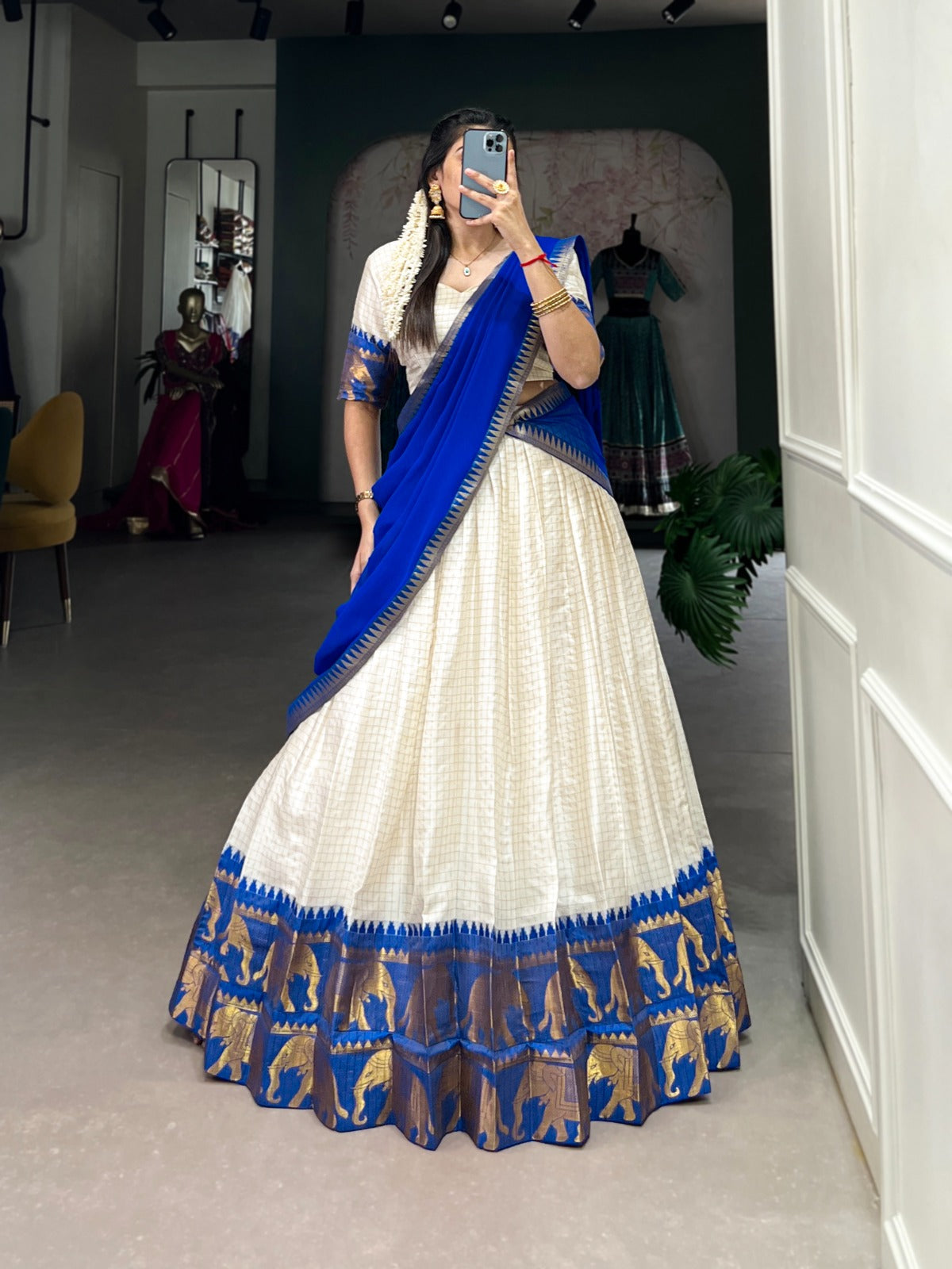 Radiant Poly Cotton Zari Weaving Worked Lehenga Choli Set - Ethnicwish
