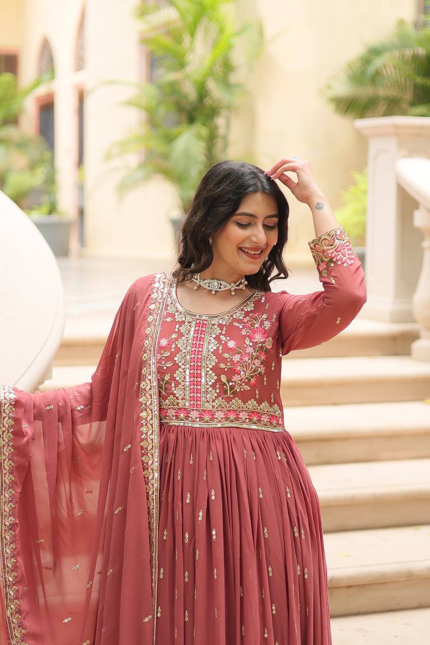 Breathtaking Faux Georgette Rich Sequins Embroidered Top Sharara Suit - INDIAN ELEGANCE