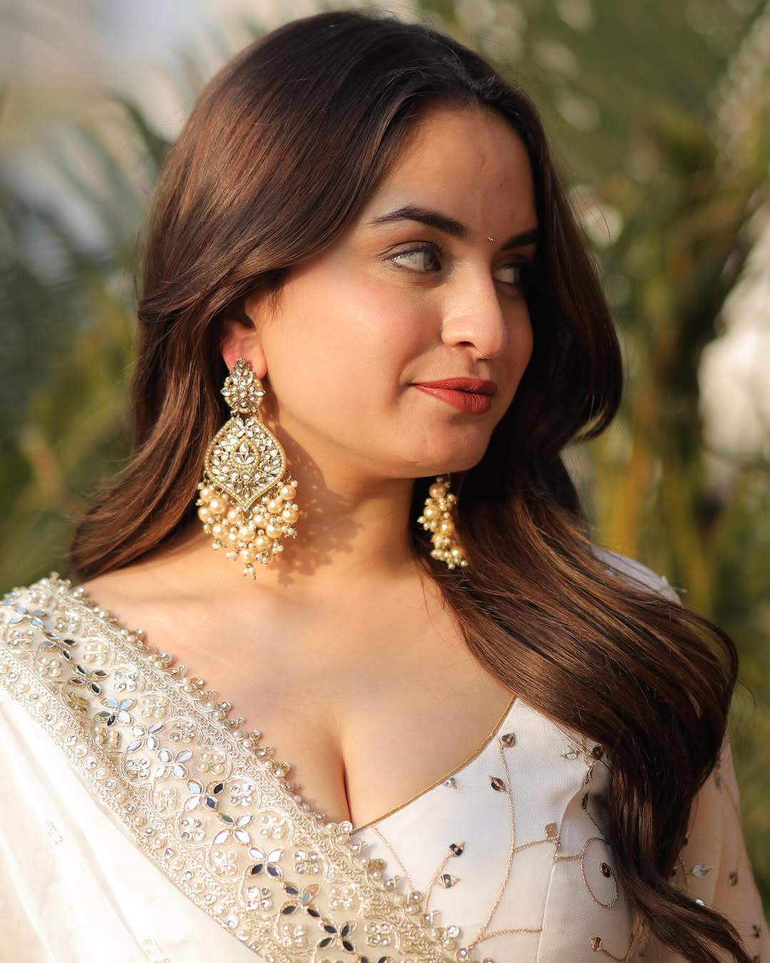Ivory Wedding Wear Georgette Anarkali Gown Suit Set with Dupatta for Women