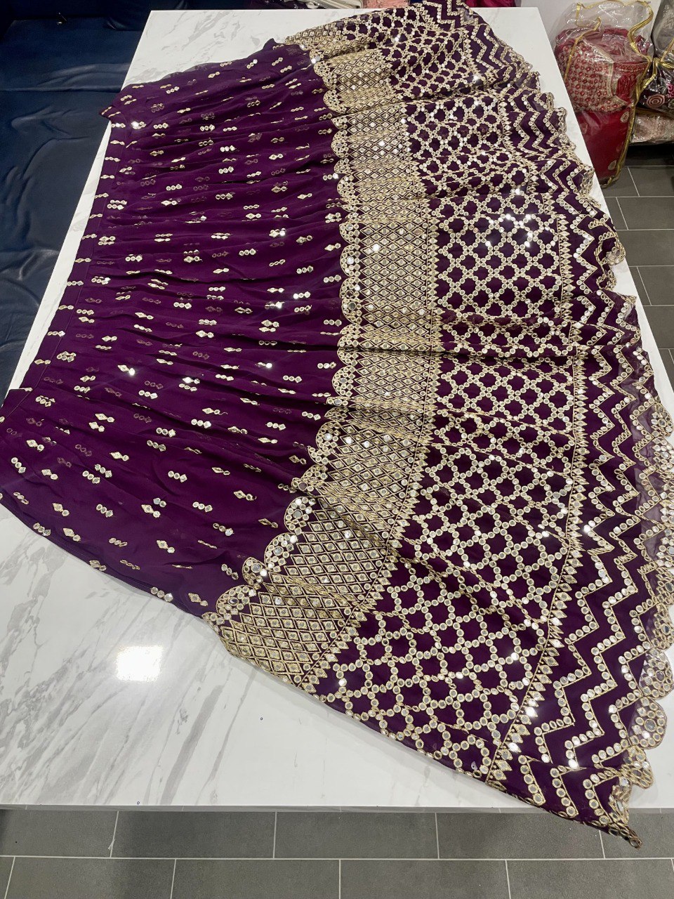 Wine Georgette Lehenga Choli Set perfect for wedding